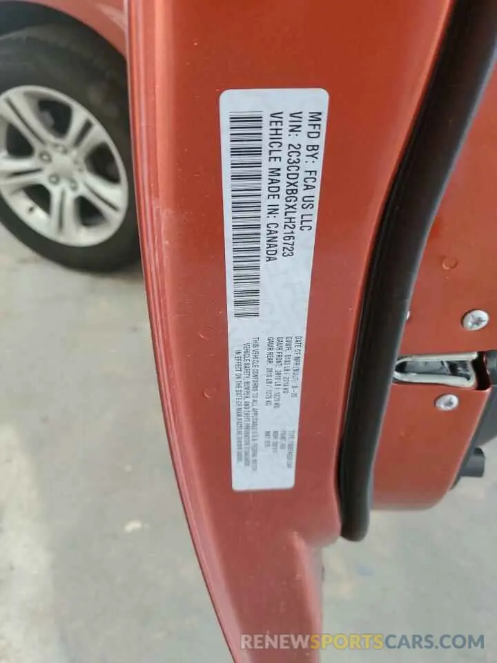 13 Photograph of a damaged car 2C3CDXBGXLH216723 DODGE CHARGER 2020