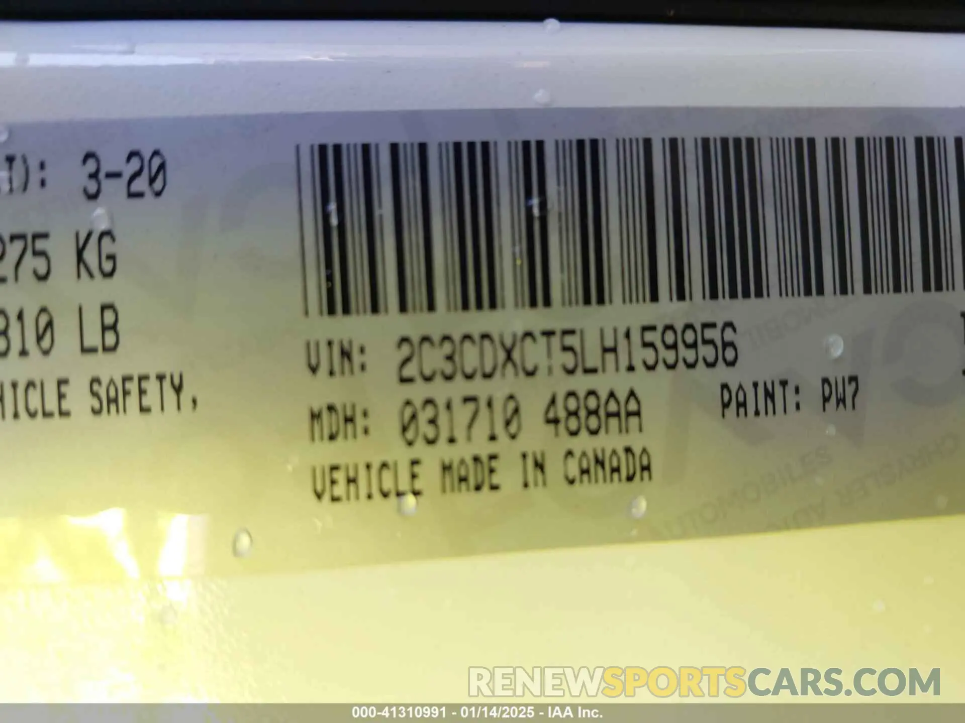 9 Photograph of a damaged car 2C3CDXCT5LH159956 DODGE CHARGER 2020