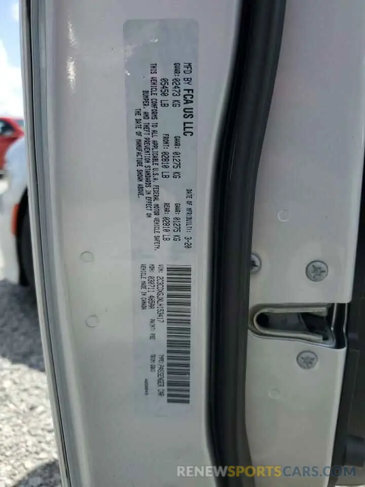 12 Photograph of a damaged car 2C3CDXGJXLH153417 DODGE CHARGER 2020