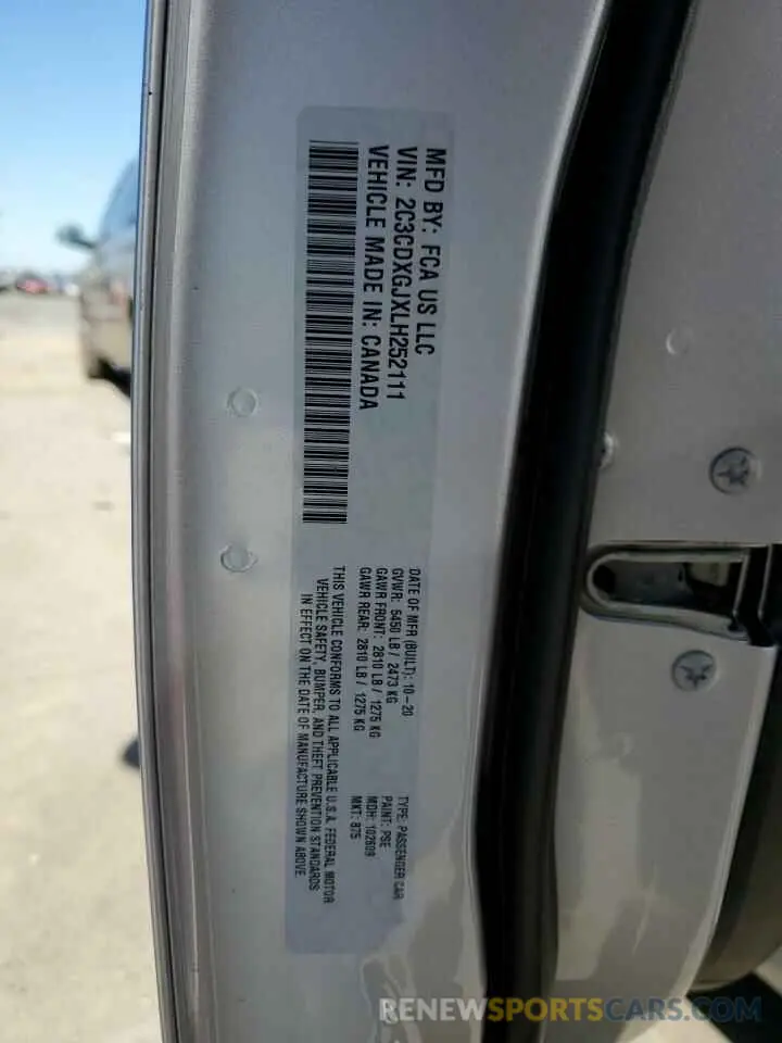 13 Photograph of a damaged car 2C3CDXGJXLH252111 DODGE CHARGER 2020