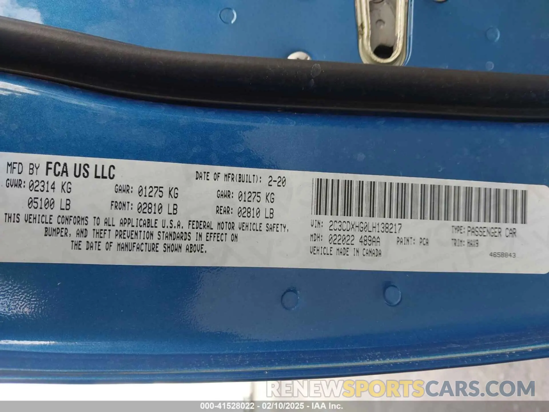 9 Photograph of a damaged car 2C3CDXHG0LH138217 DODGE CHARGER 2020