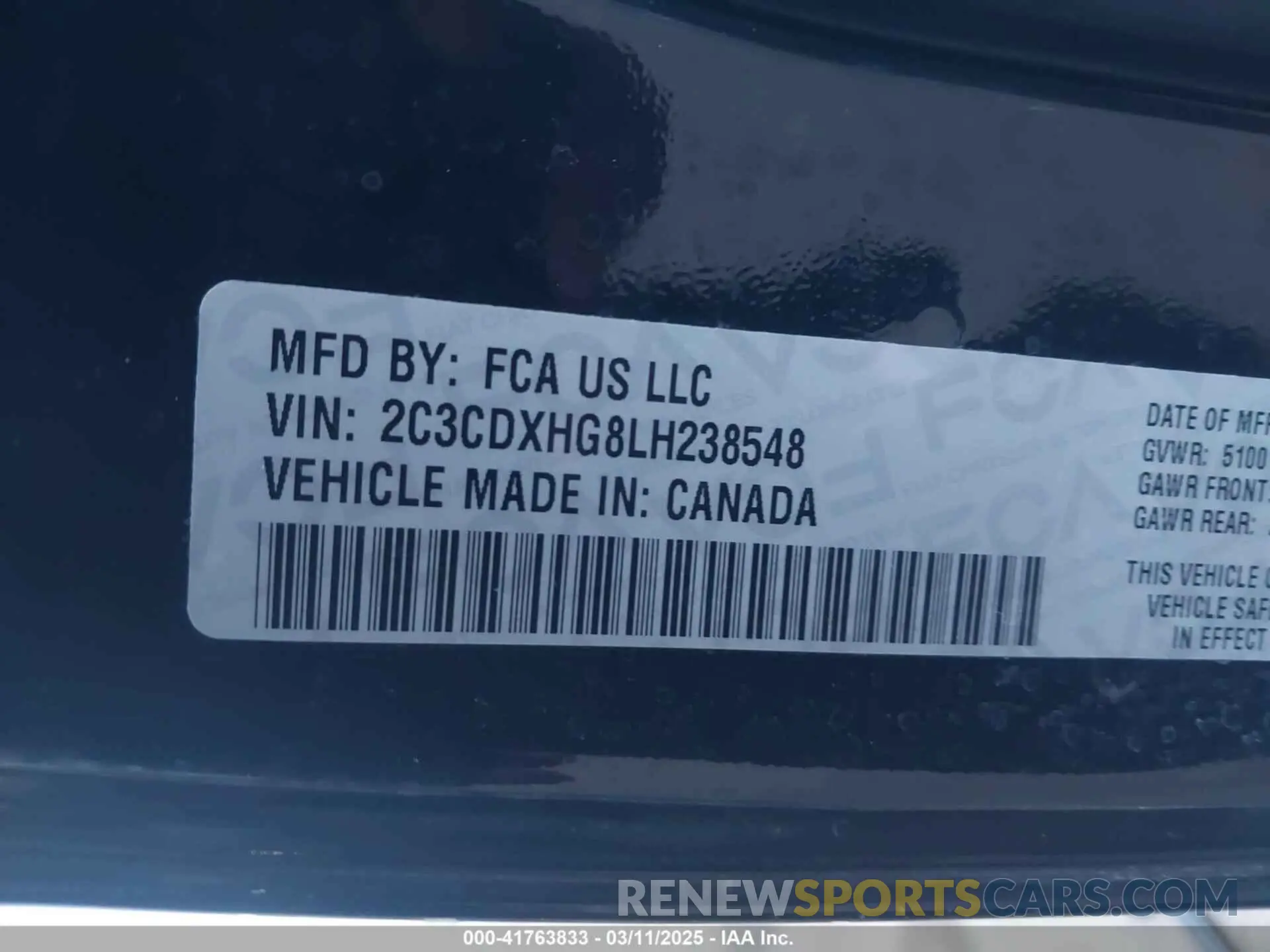 9 Photograph of a damaged car 2C3CDXHG8LH238548 DODGE CHARGER 2020