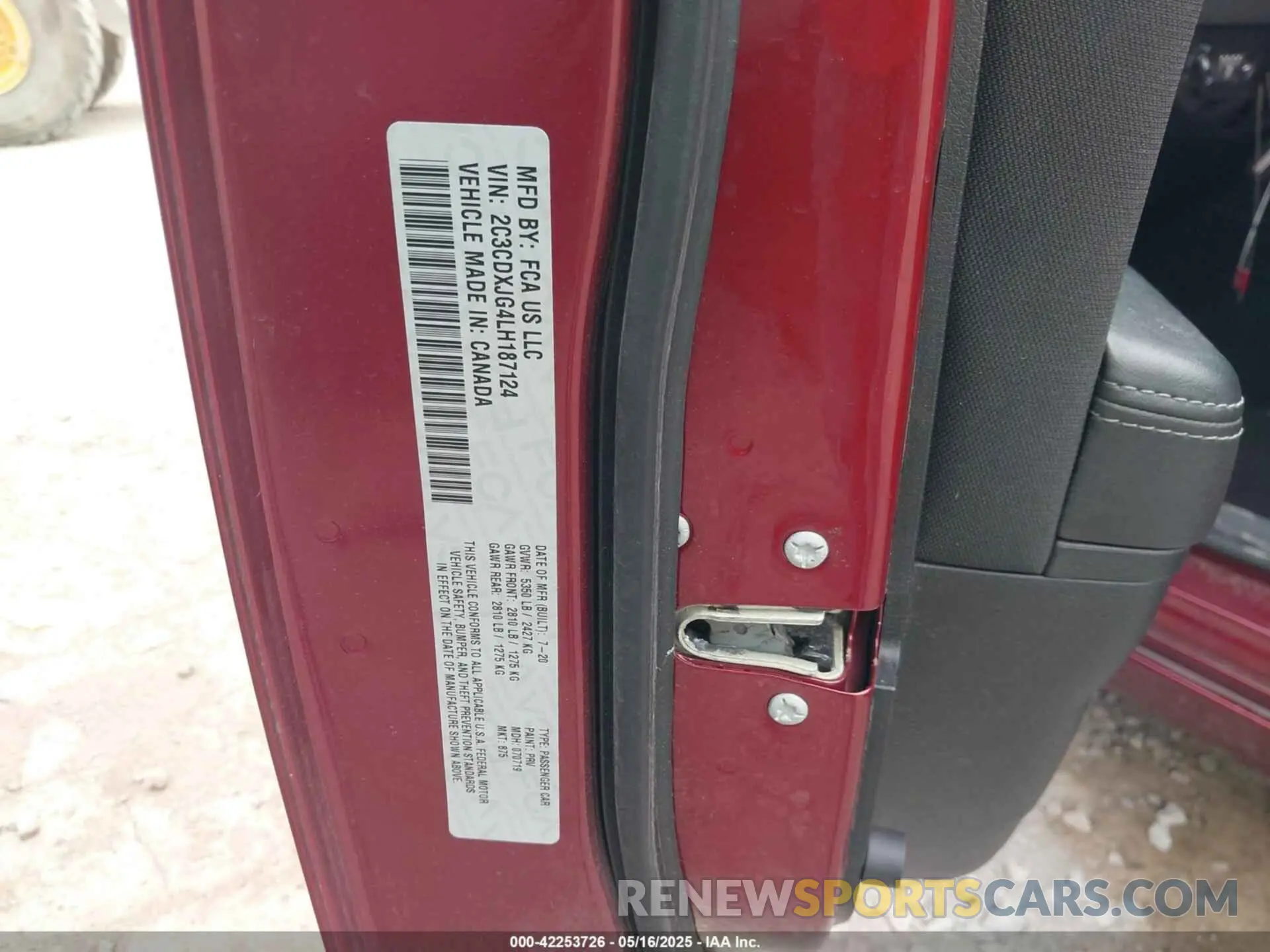 9 Photograph of a damaged car 2C3CDXJG4LH187124 DODGE CHARGER 2020