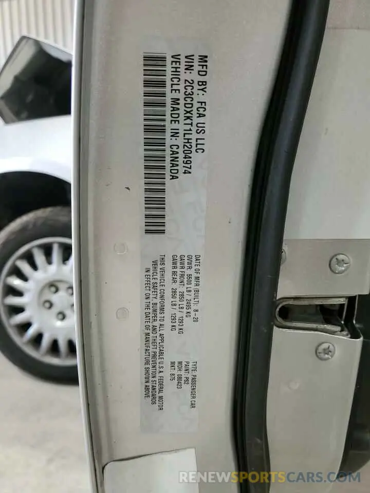 13 Photograph of a damaged car 2C3CDXKT1LH204974 DODGE CHARGER 2020