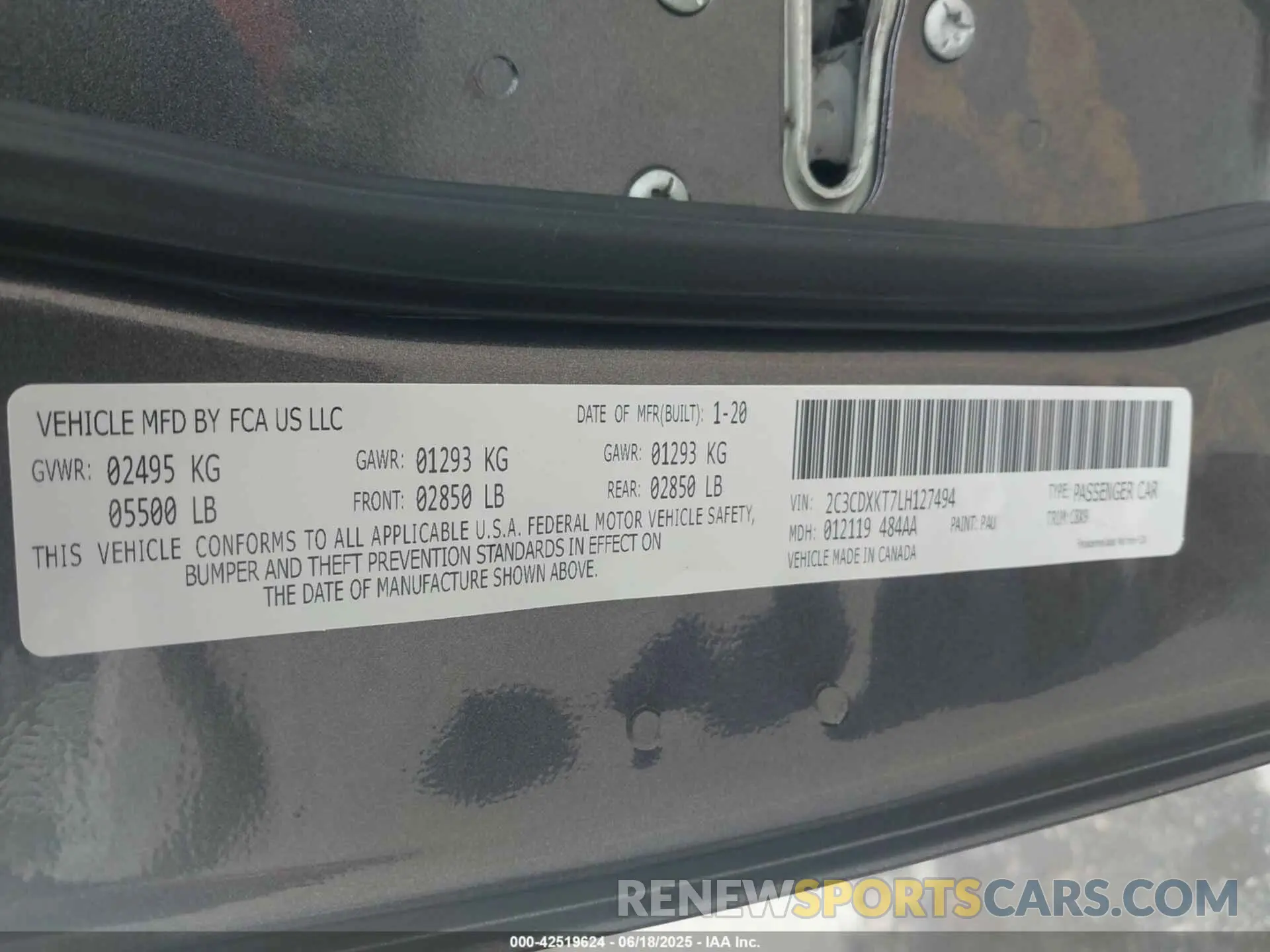 9 Photograph of a damaged car 2C3CDXKT7LH127494 DODGE CHARGER 2020