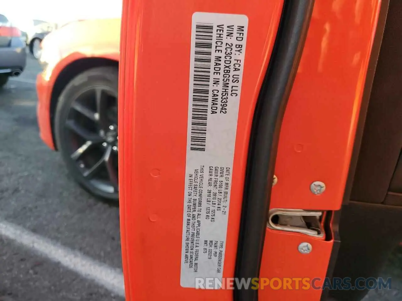 12 Photograph of a damaged car 2C3CDXBG5MH533942 DODGE CHARGER 2021