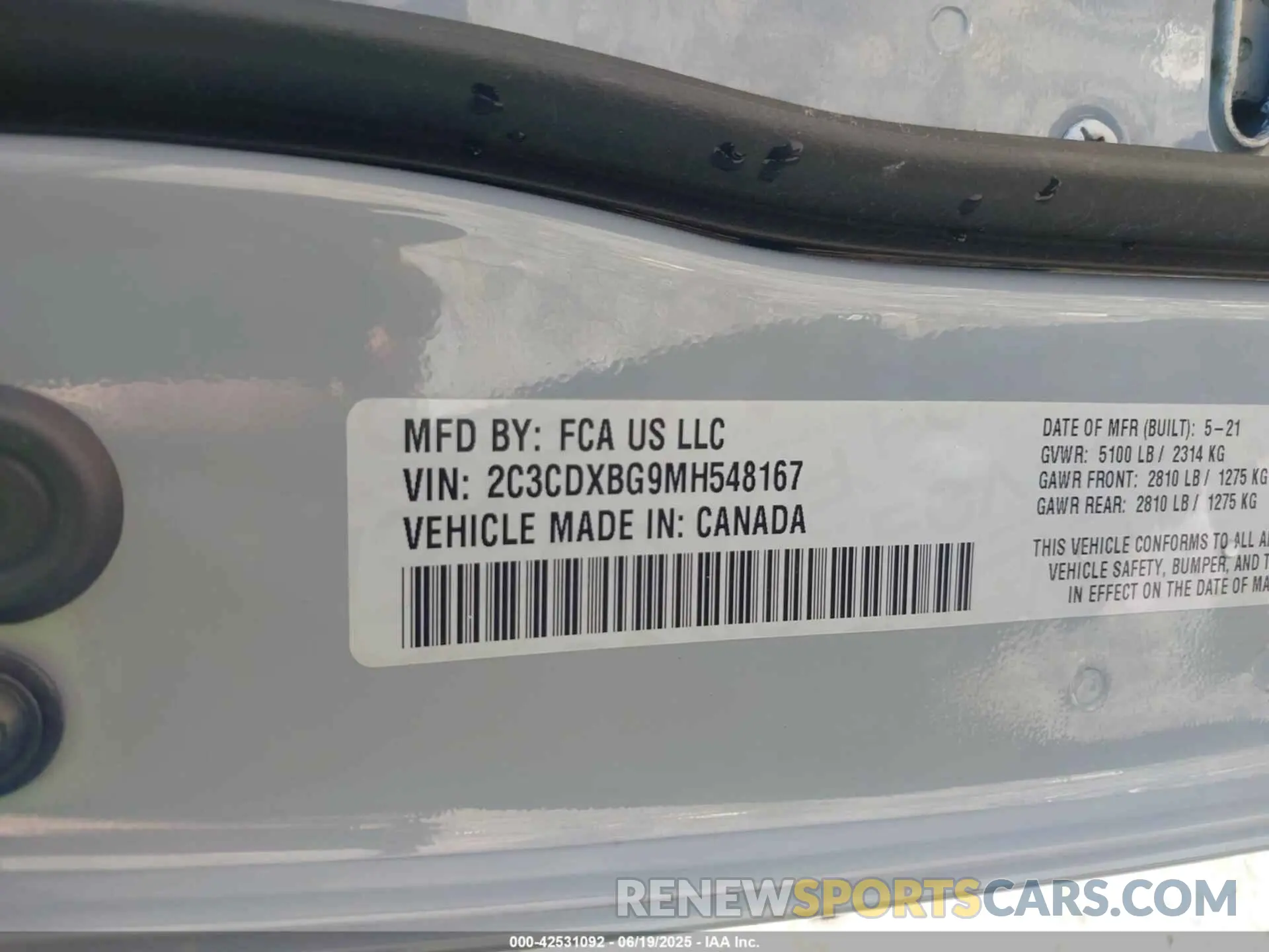 9 Photograph of a damaged car 2C3CDXBG9MH548167 DODGE CHARGER 2021