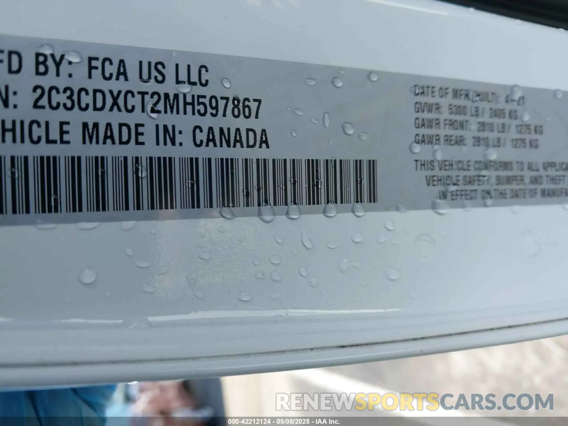 9 Photograph of a damaged car 2C3CDXCT2MH597867 DODGE CHARGER 2021