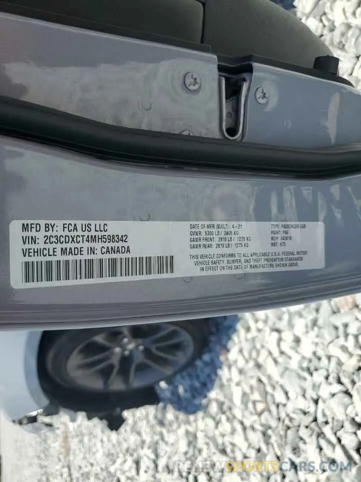 13 Photograph of a damaged car 2C3CDXCT4MH598342 DODGE CHARGER 2021