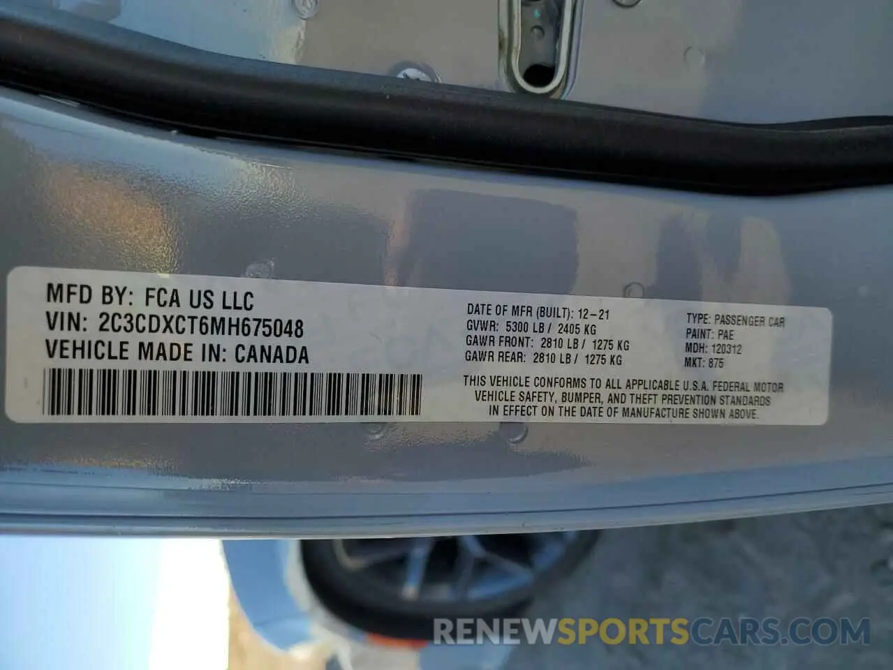 12 Photograph of a damaged car 2C3CDXCT6MH675048 DODGE CHARGER 2021