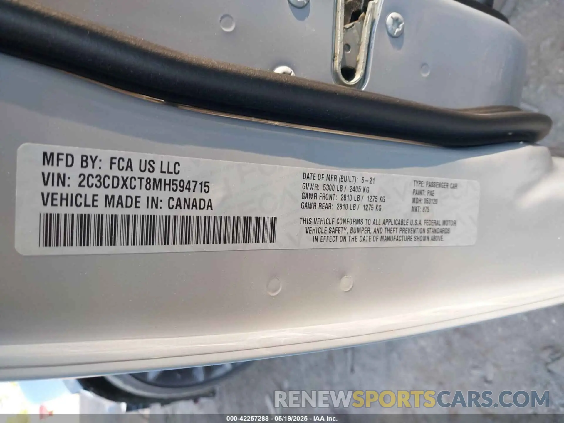 9 Photograph of a damaged car 2C3CDXCT8MH594715 DODGE CHARGER 2021