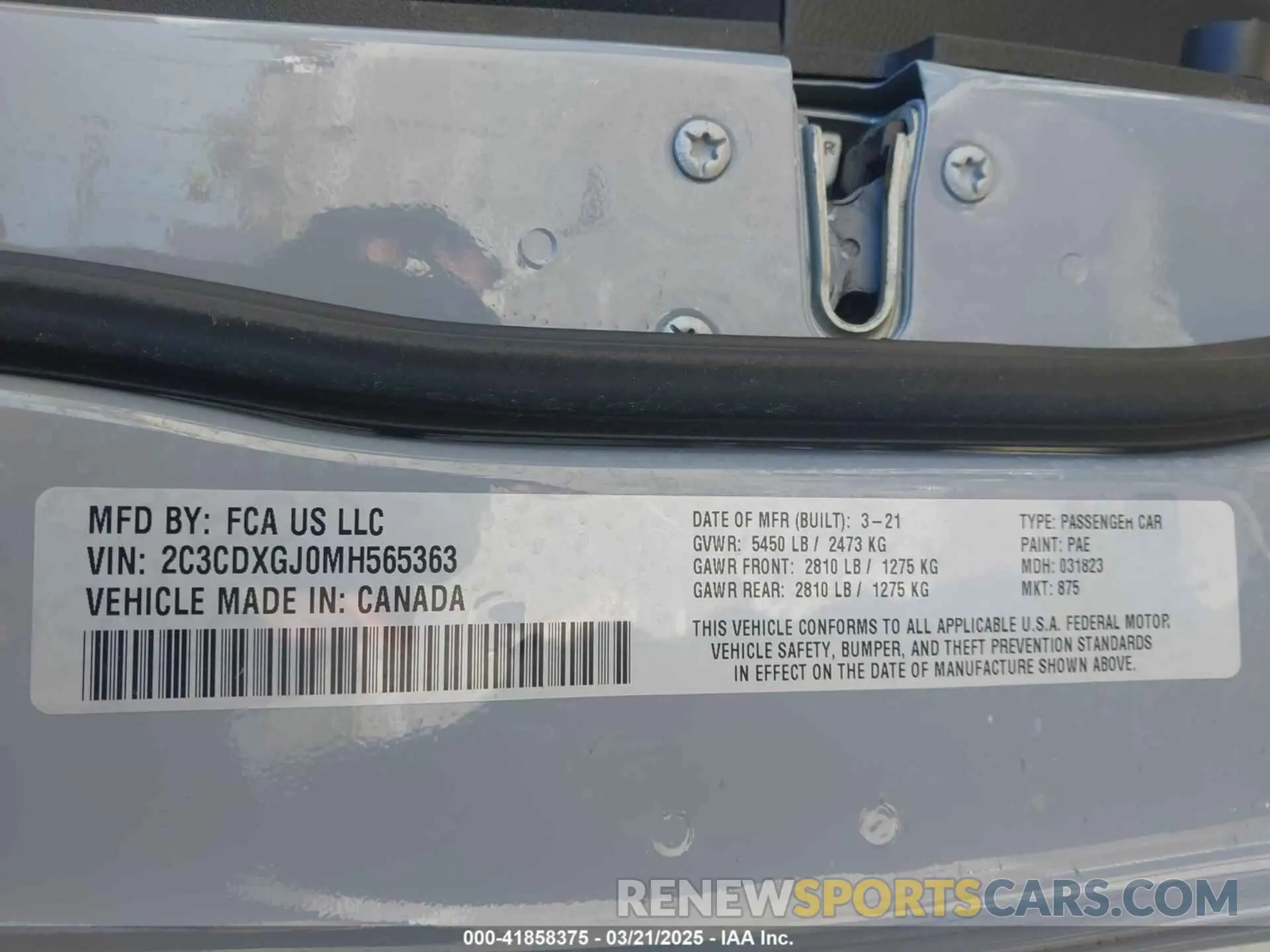 9 Photograph of a damaged car 2C3CDXGJ0MH565363 DODGE CHARGER 2021