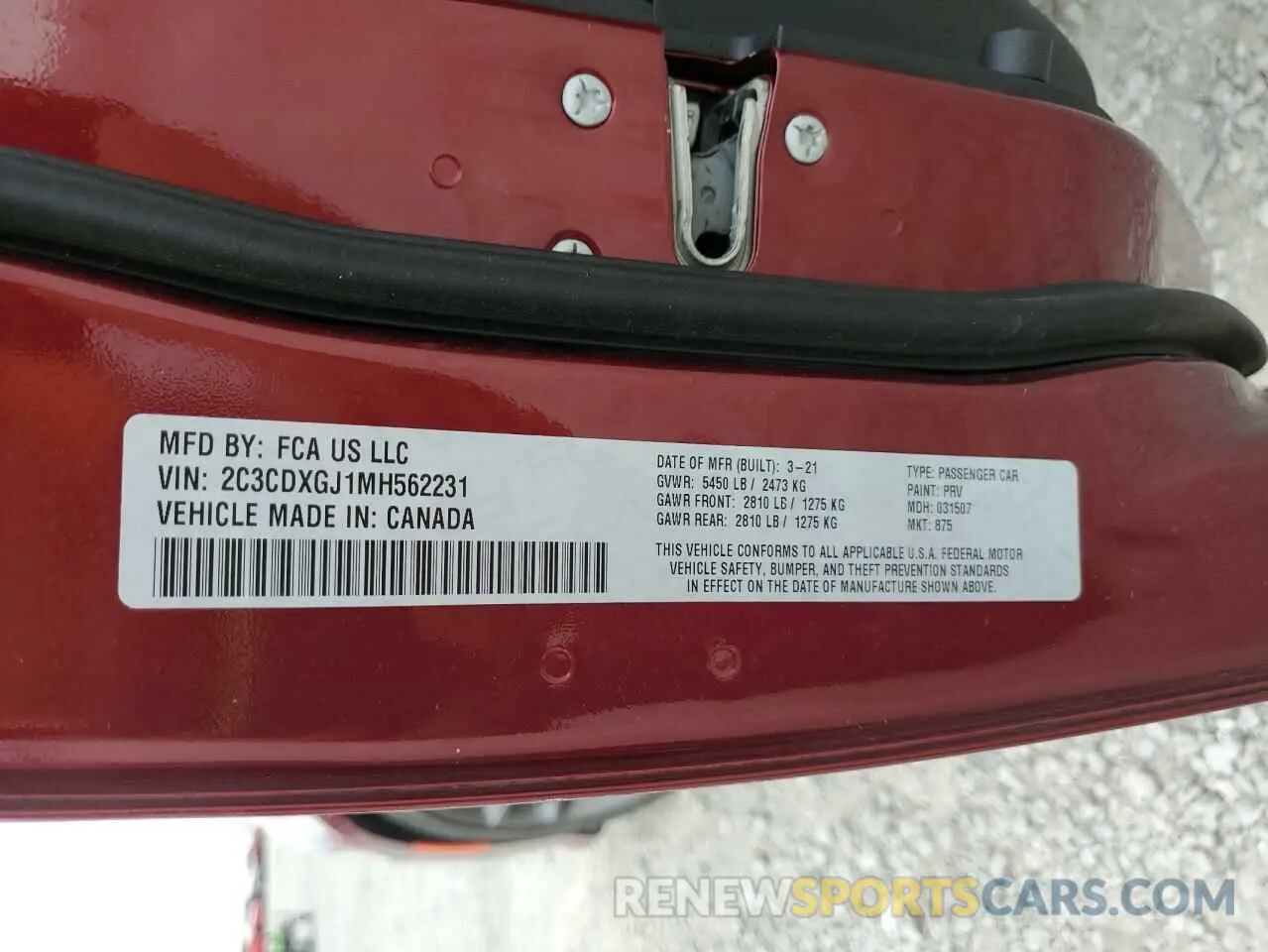 12 Photograph of a damaged car 2C3CDXGJ1MH562231 DODGE CHARGER 2021
