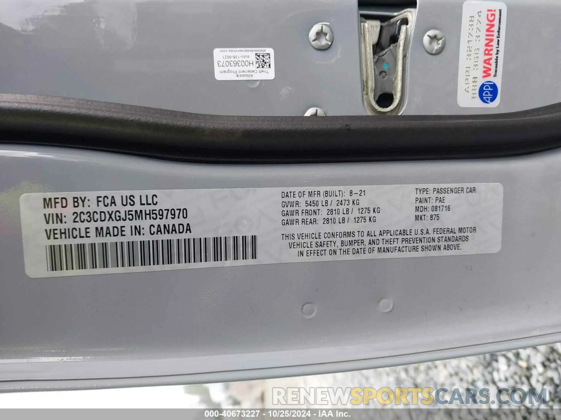 9 Photograph of a damaged car 2C3CDXGJ5MH597970 DODGE CHARGER 2021