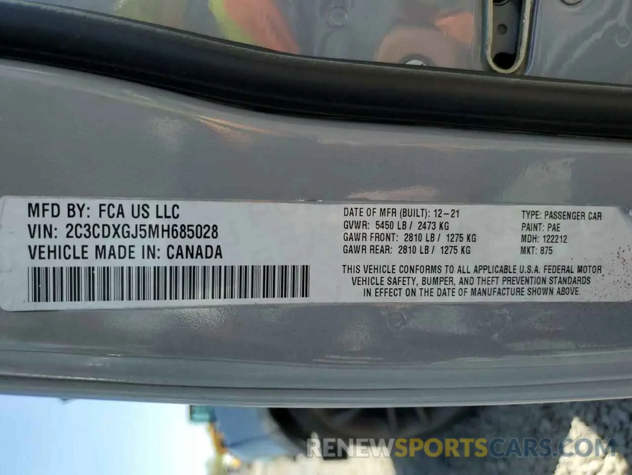 12 Photograph of a damaged car 2C3CDXGJ5MH685028 DODGE CHARGER 2021