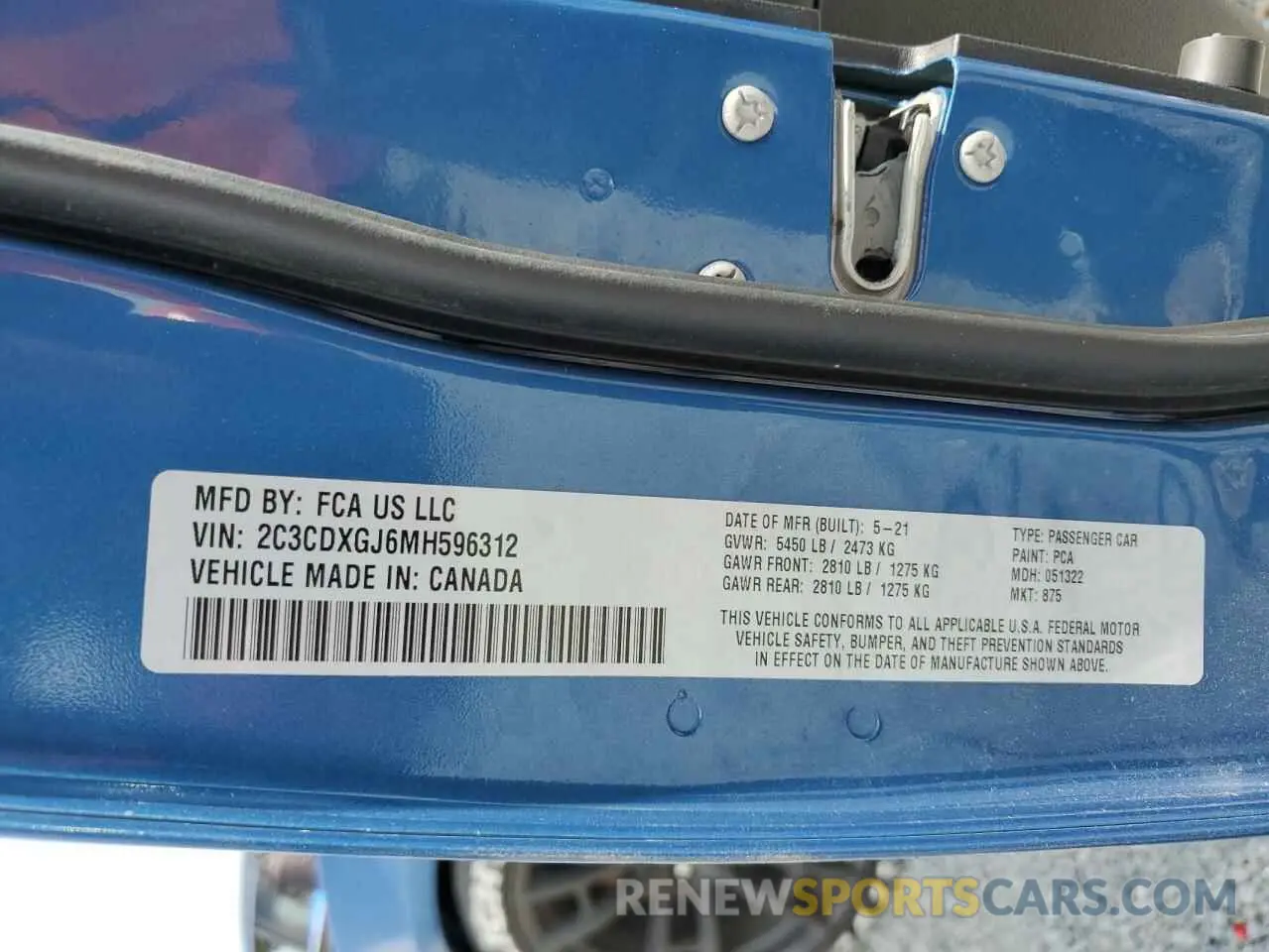 12 Photograph of a damaged car 2C3CDXGJ6MH596312 DODGE CHARGER 2021