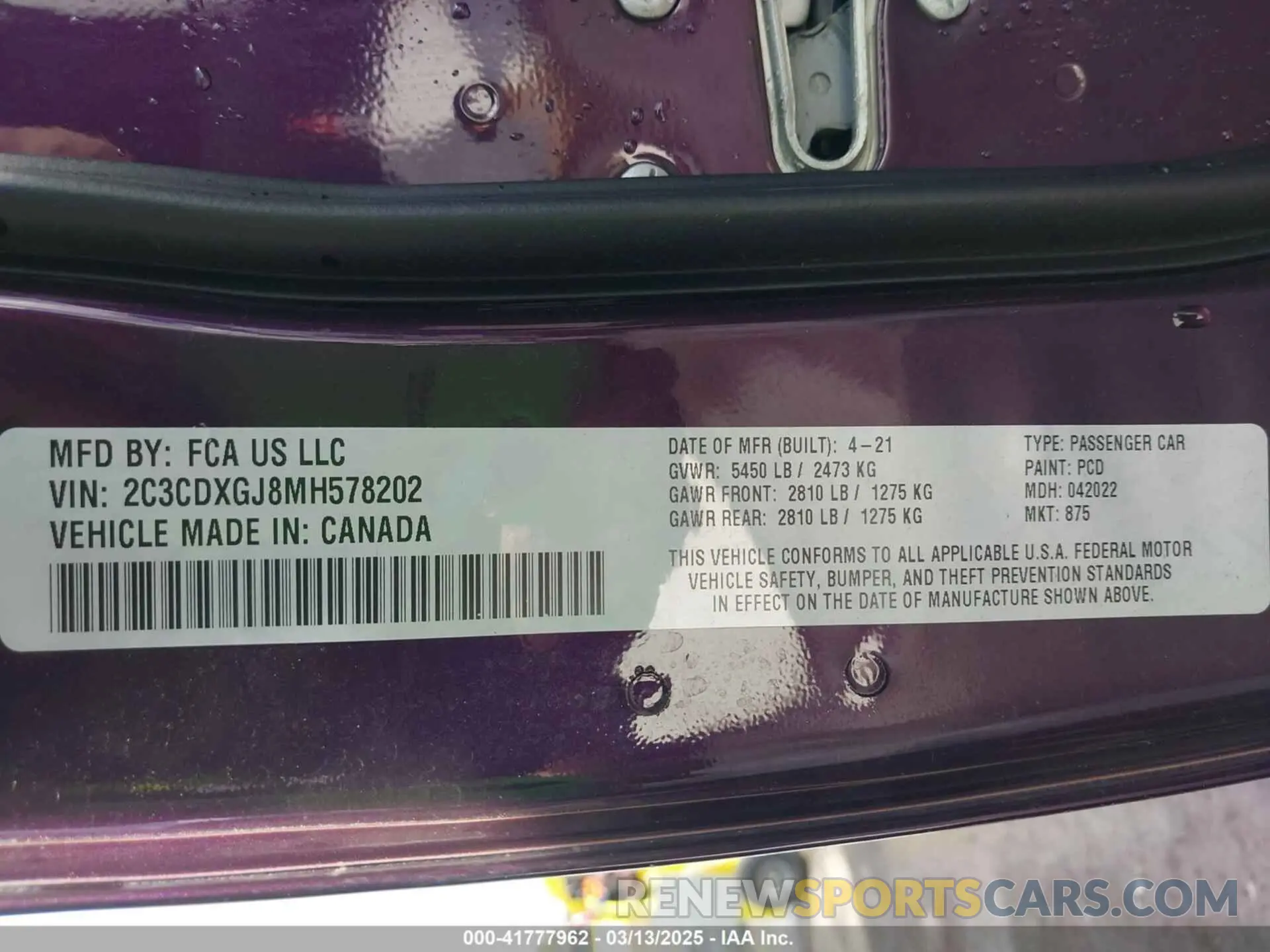 9 Photograph of a damaged car 2C3CDXGJ8MH578202 DODGE CHARGER 2021