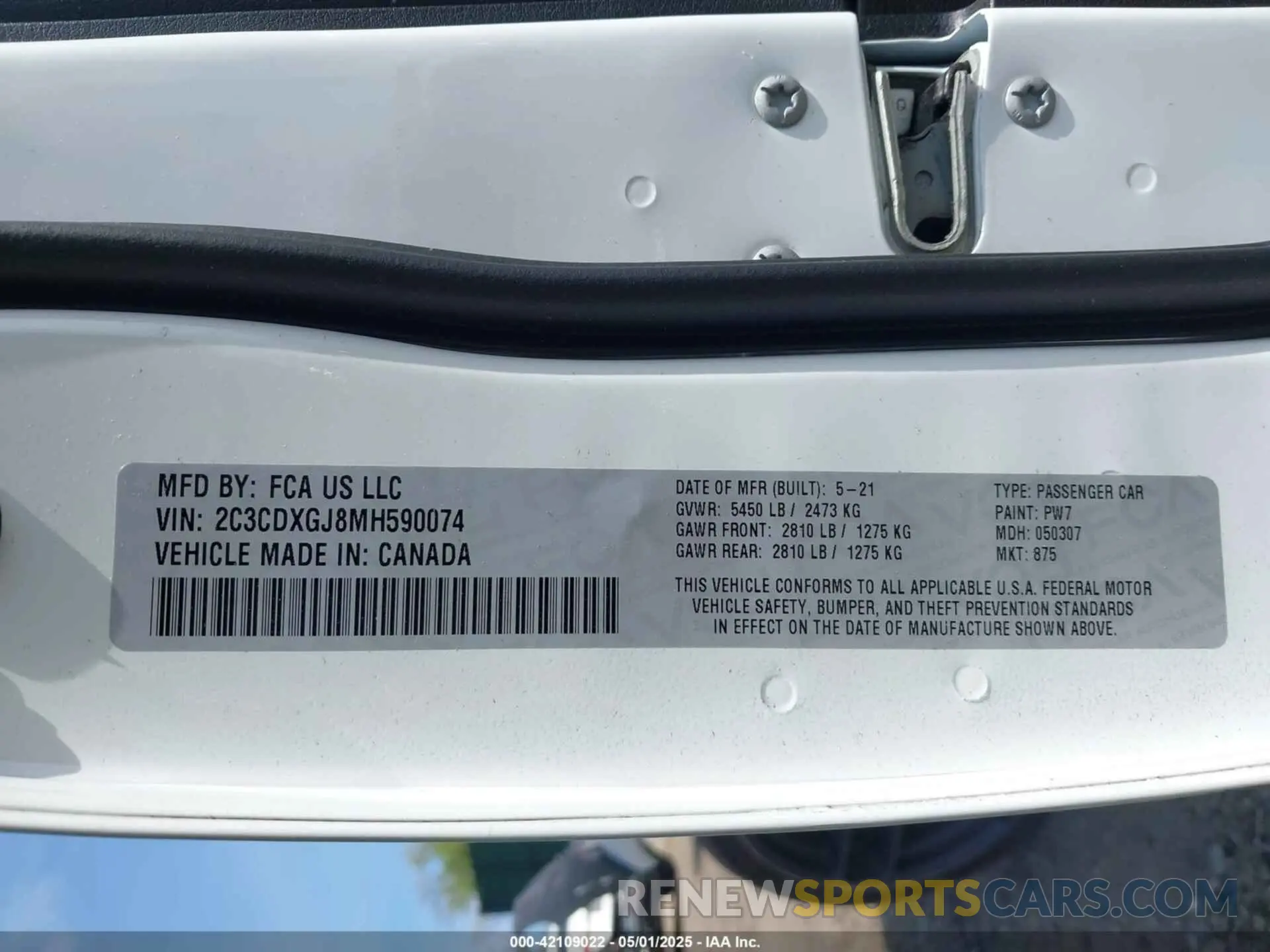 9 Photograph of a damaged car 2C3CDXGJ8MH590074 DODGE CHARGER 2021