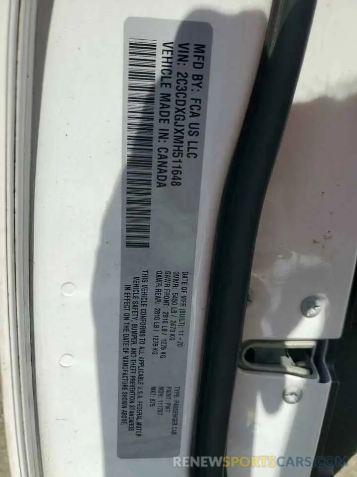 13 Photograph of a damaged car 2C3CDXGJXMH511648 DODGE CHARGER 2021