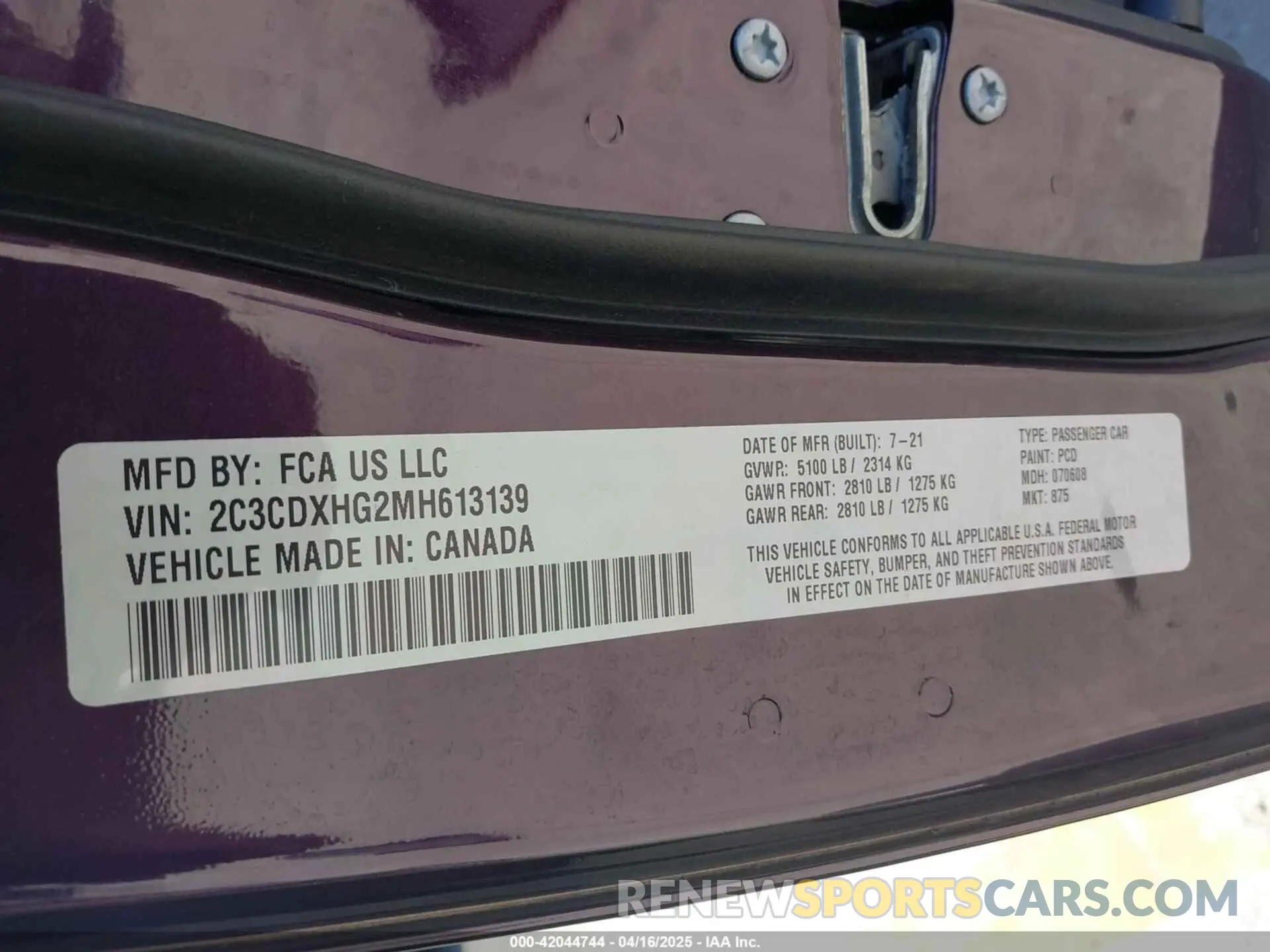 9 Photograph of a damaged car 2C3CDXHG2MH613139 DODGE CHARGER 2021