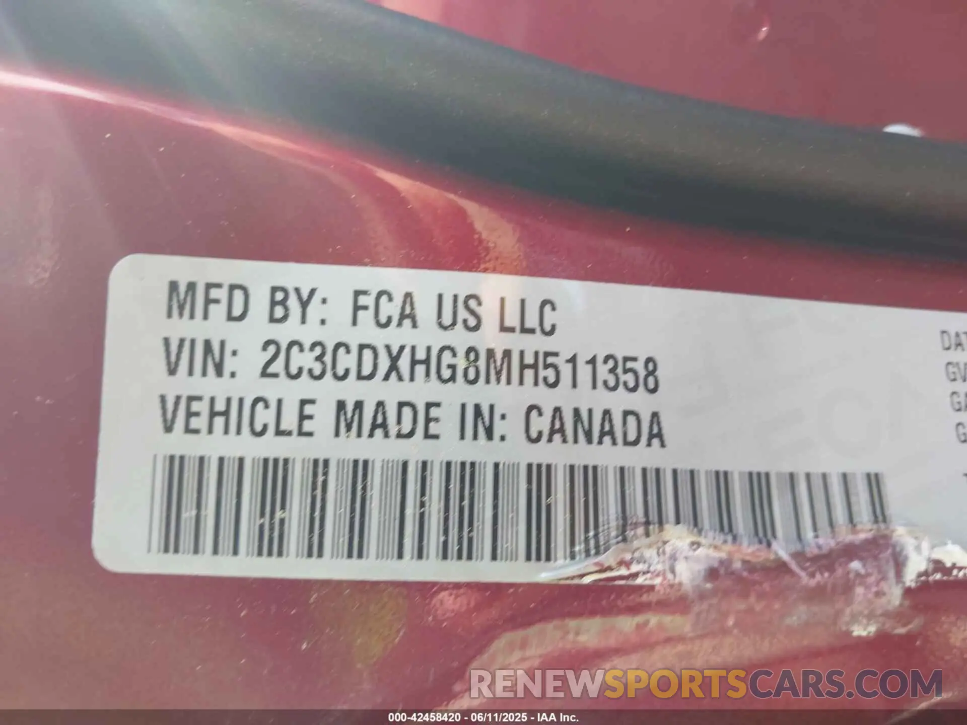 9 Photograph of a damaged car 2C3CDXHG8MH511358 DODGE CHARGER 2021