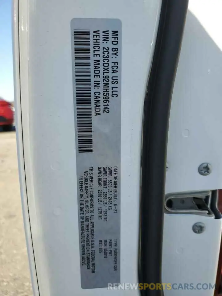 14 Photograph of a damaged car 2C3CDXL92MH596142 DODGE CHARGER 2021