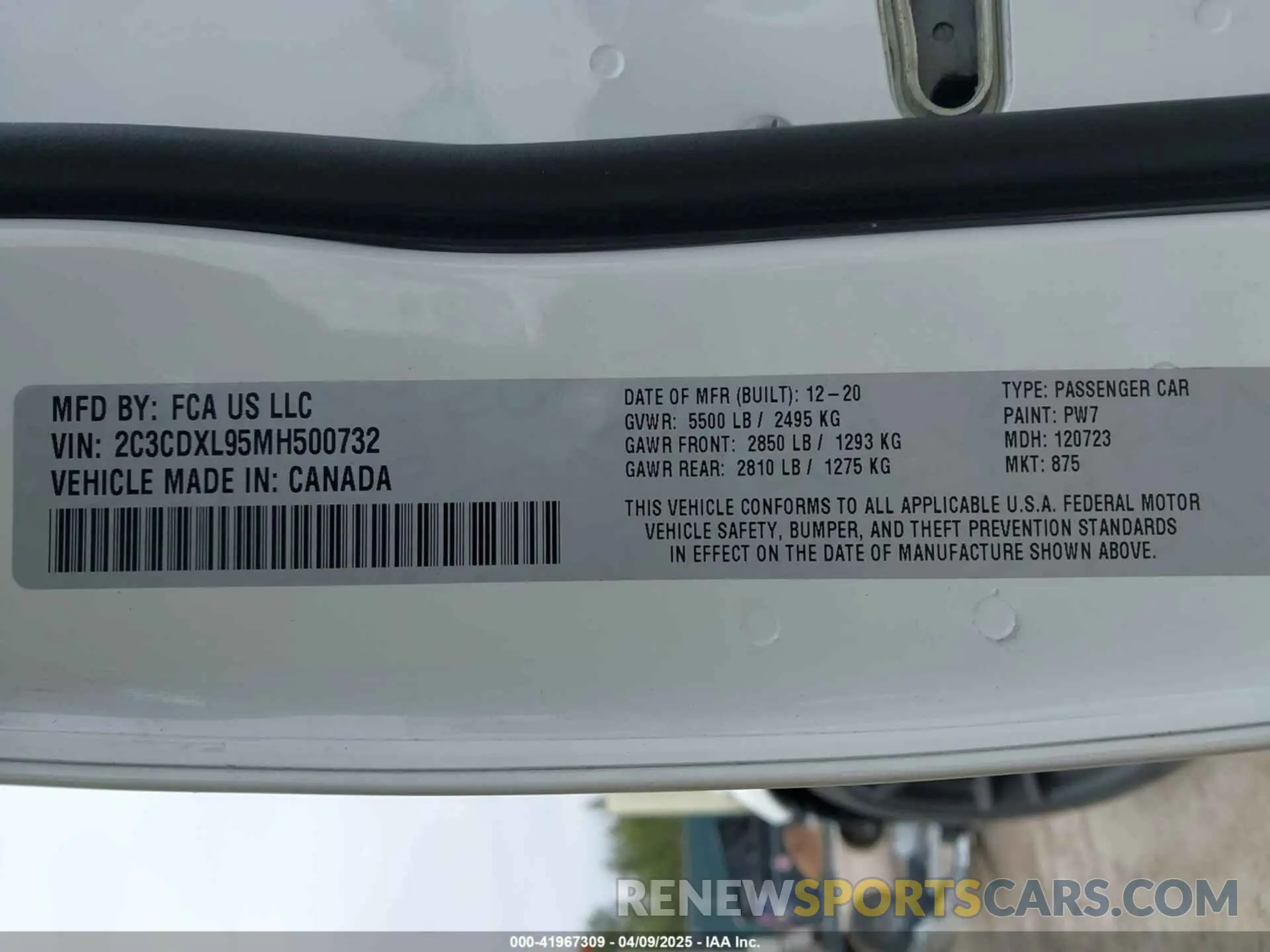 9 Photograph of a damaged car 2C3CDXL95MH500732 DODGE CHARGER 2021