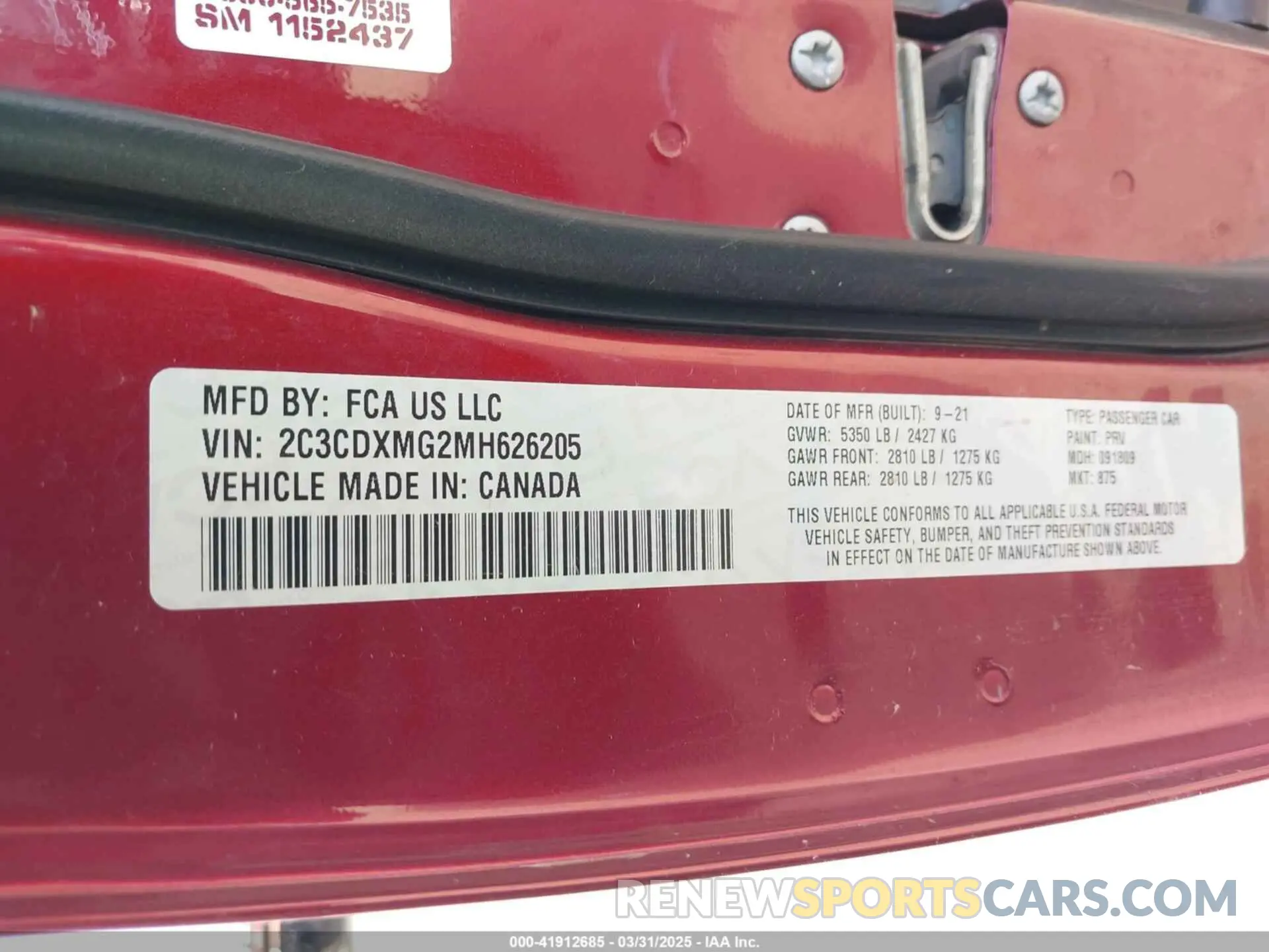 9 Photograph of a damaged car 2C3CDXMG2MH626205 DODGE CHARGER 2021