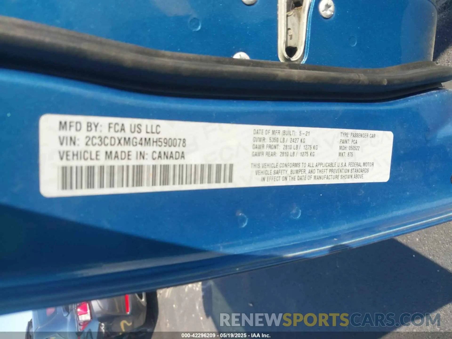 9 Photograph of a damaged car 2C3CDXMG4MH590078 DODGE CHARGER 2021