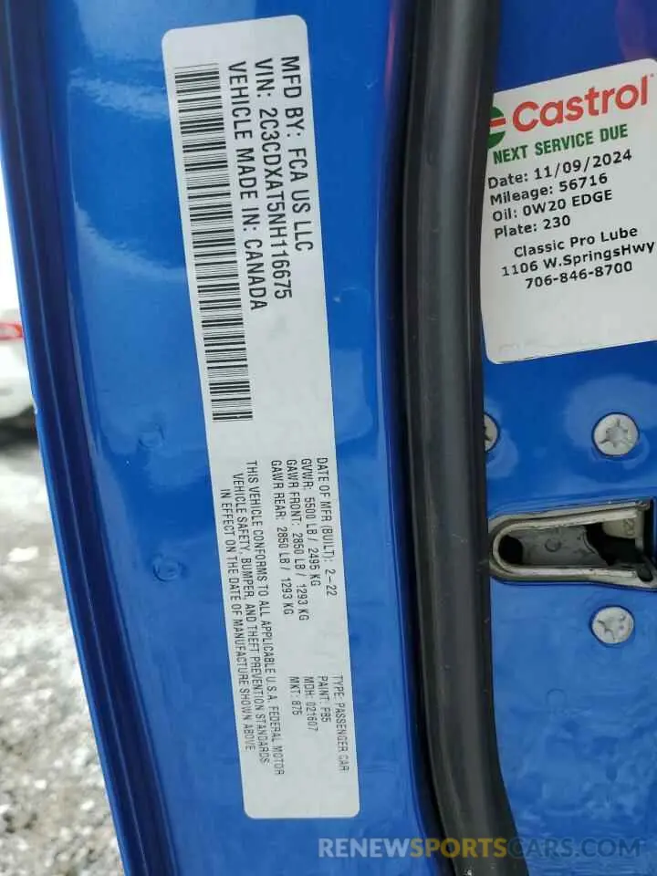 13 Photograph of a damaged car 2C3CDXAT5NH116675 DODGE CHARGER 2022
