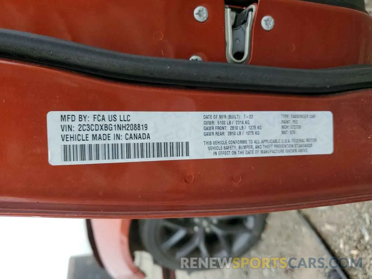 12 Photograph of a damaged car 2C3CDXBG1NH208819 DODGE CHARGER 2022