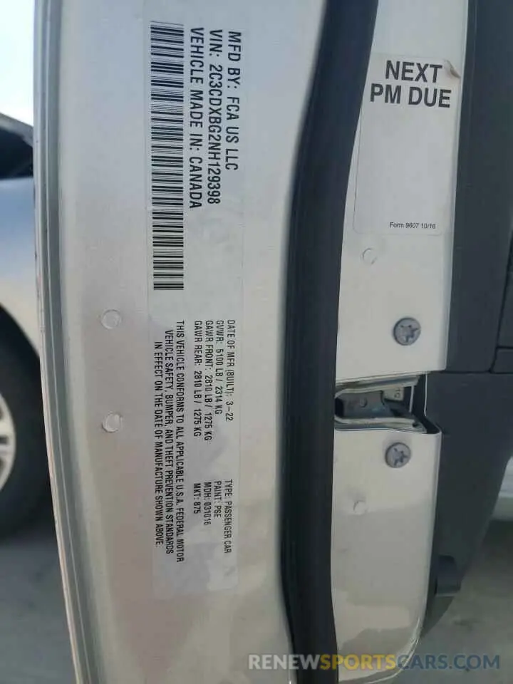 12 Photograph of a damaged car 2C3CDXBG2NH129398 DODGE CHARGER 2022