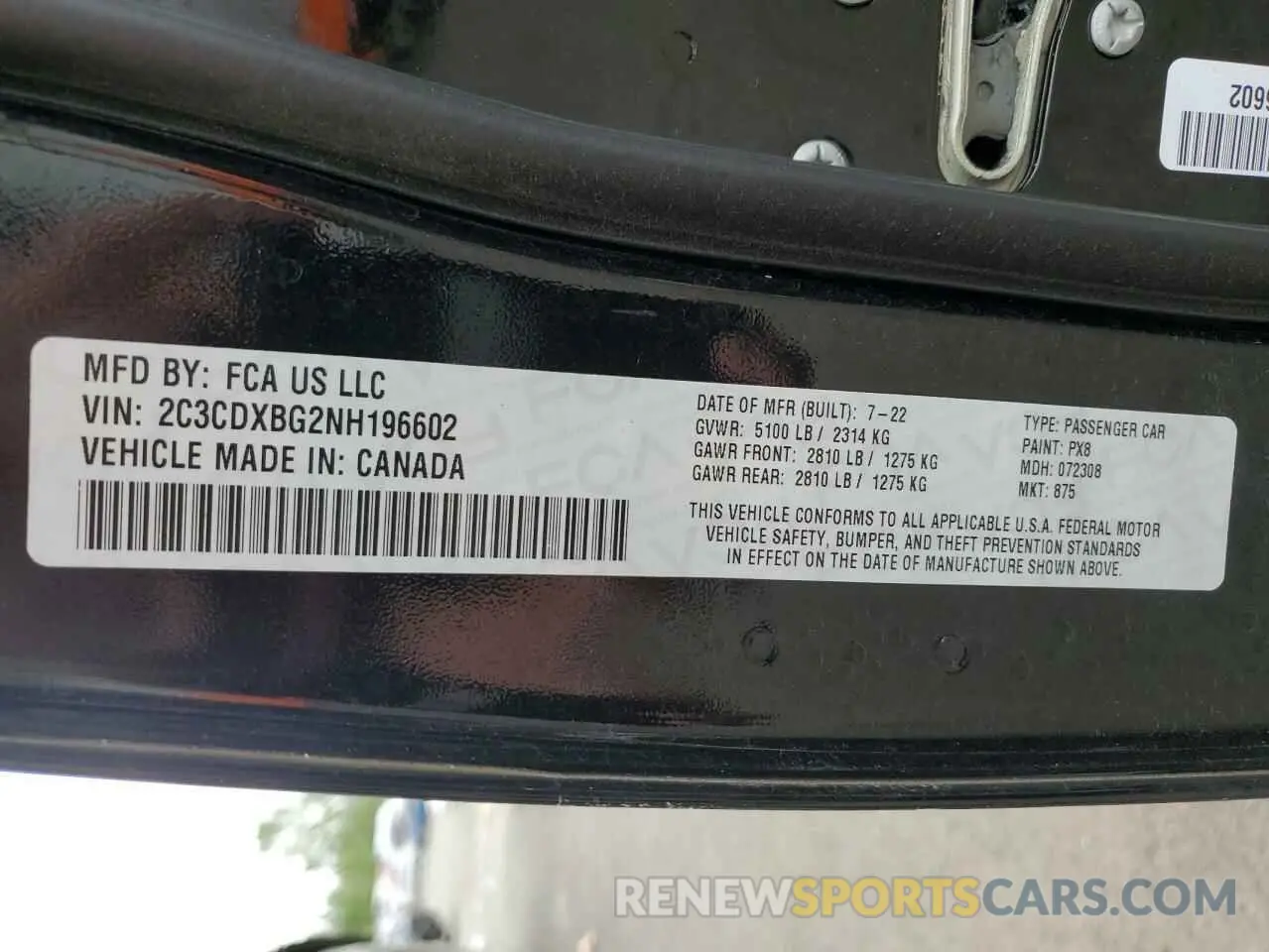 12 Photograph of a damaged car 2C3CDXBG2NH196602 DODGE CHARGER 2022