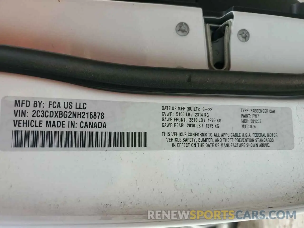12 Photograph of a damaged car 2C3CDXBG2NH216878 DODGE CHARGER 2022