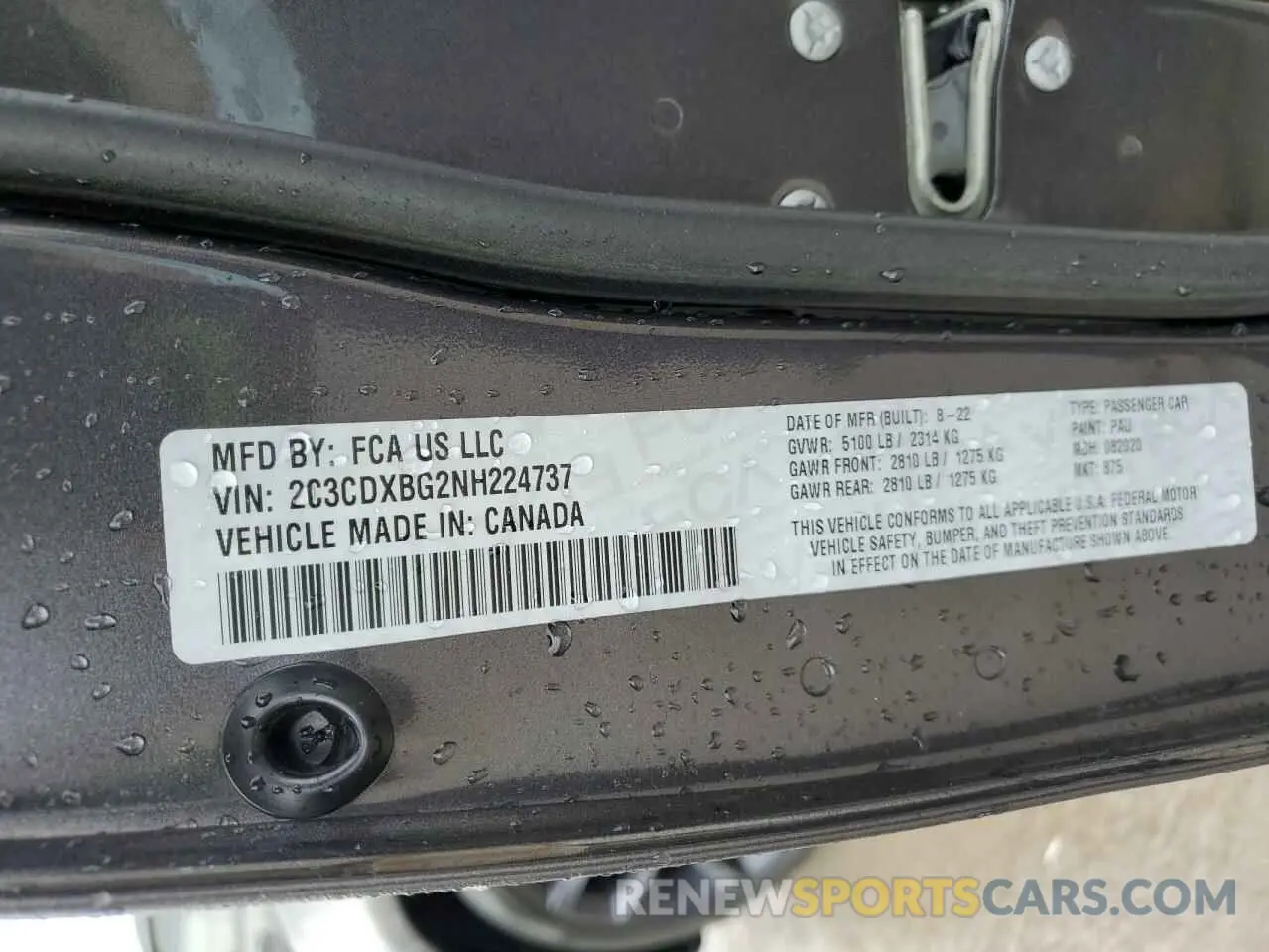 12 Photograph of a damaged car 2C3CDXBG2NH224737 DODGE CHARGER 2022