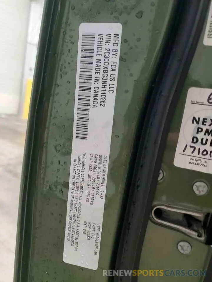12 Photograph of a damaged car 2C3CDXBG3NH110262 DODGE CHARGER 2022