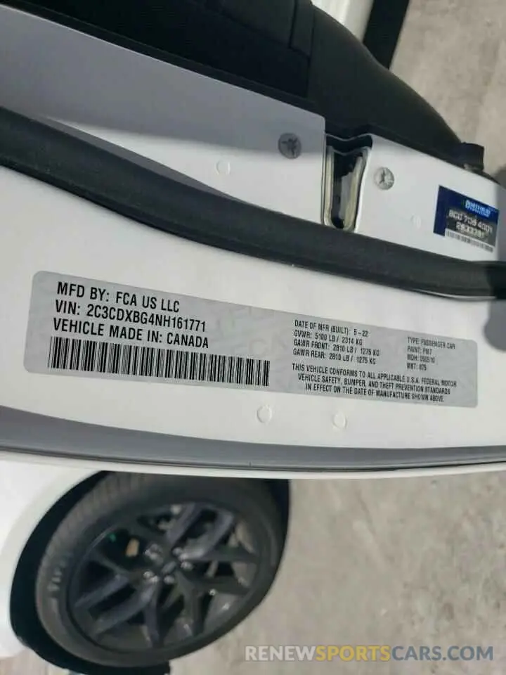13 Photograph of a damaged car 2C3CDXBG4NH161771 DODGE CHARGER 2022
