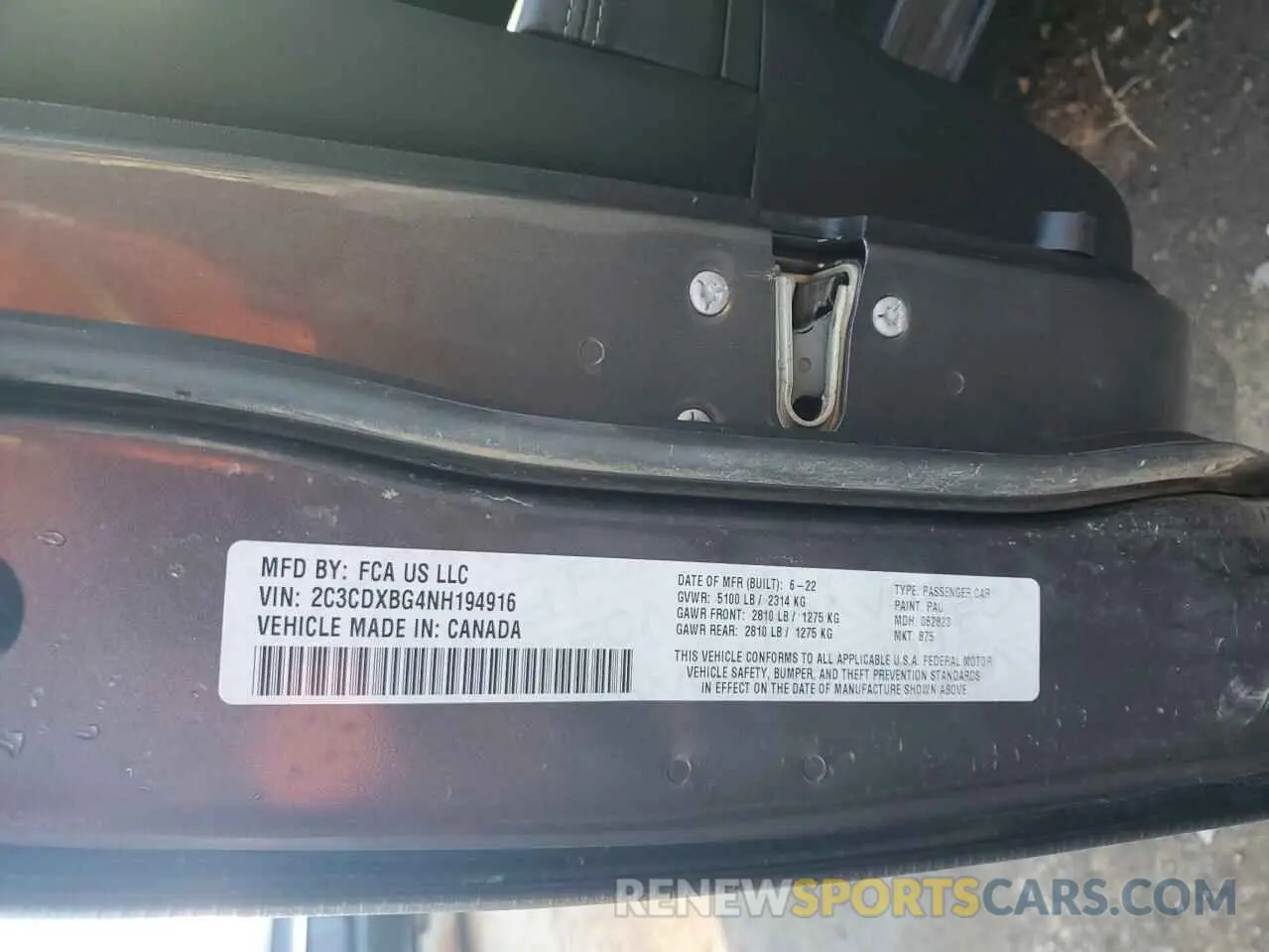 12 Photograph of a damaged car 2C3CDXBG4NH194916 DODGE CHARGER 2022