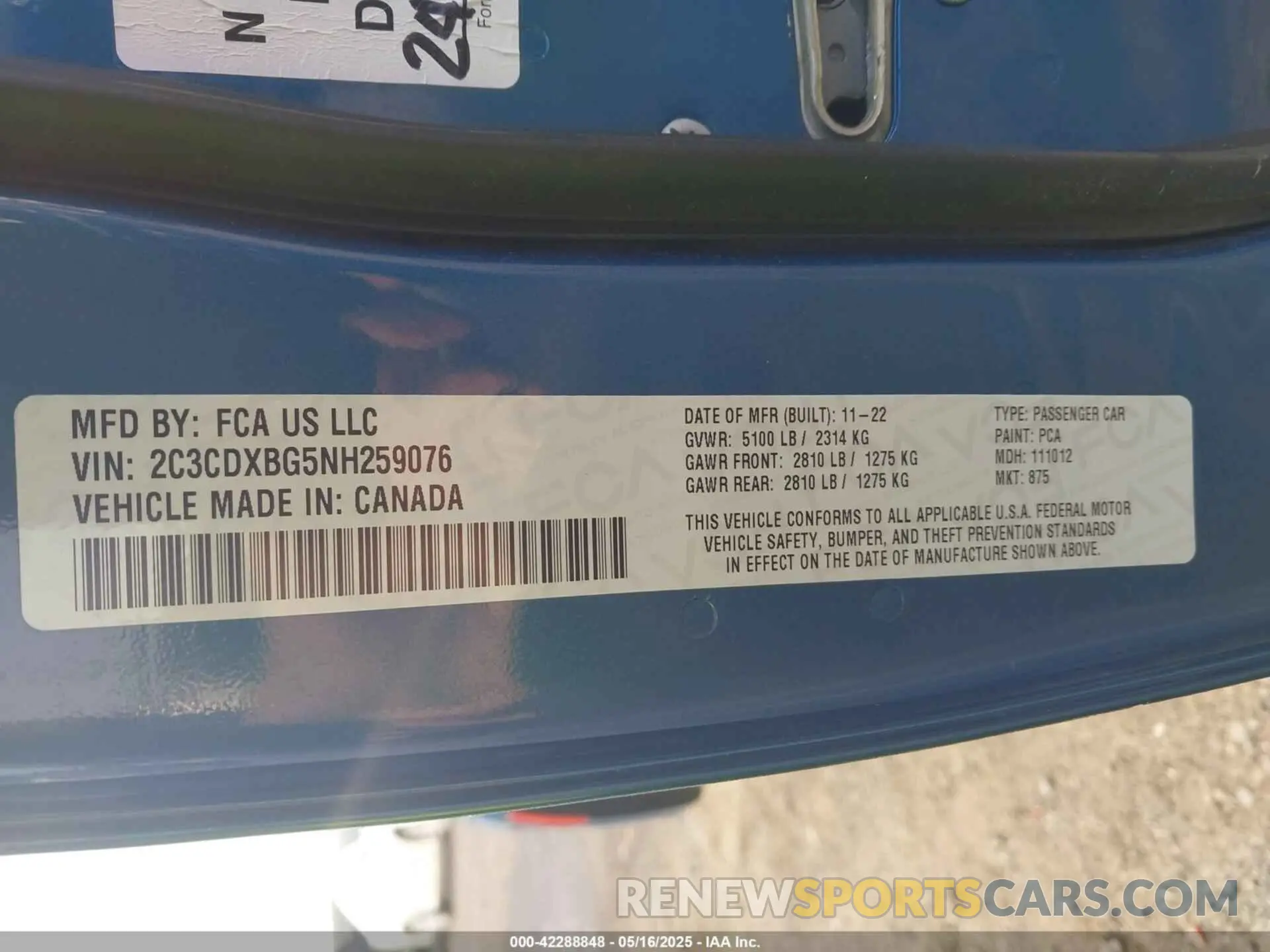 9 Photograph of a damaged car 2C3CDXBG5NH259076 DODGE CHARGER 2022