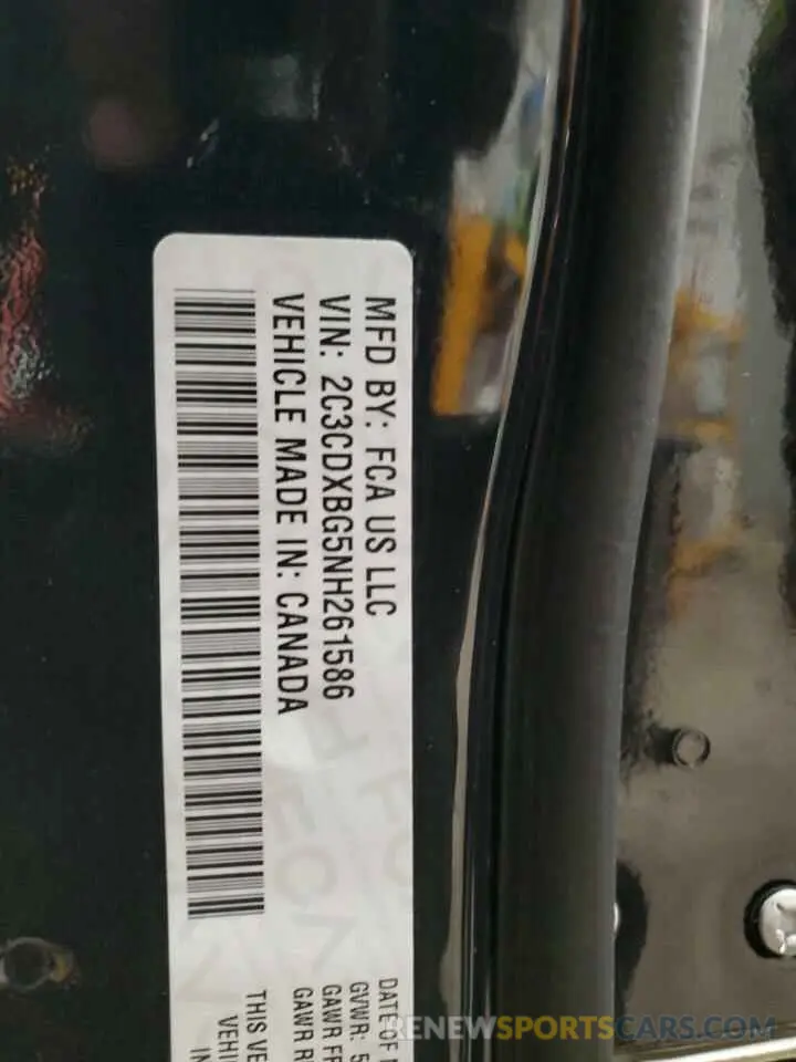 12 Photograph of a damaged car 2C3CDXBG5NH261586 DODGE CHARGER 2022