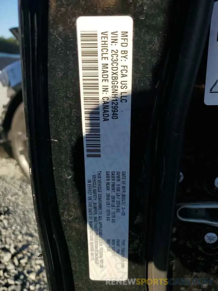 14 Photograph of a damaged car 2C3CDXBG6NH129940 DODGE CHARGER 2022