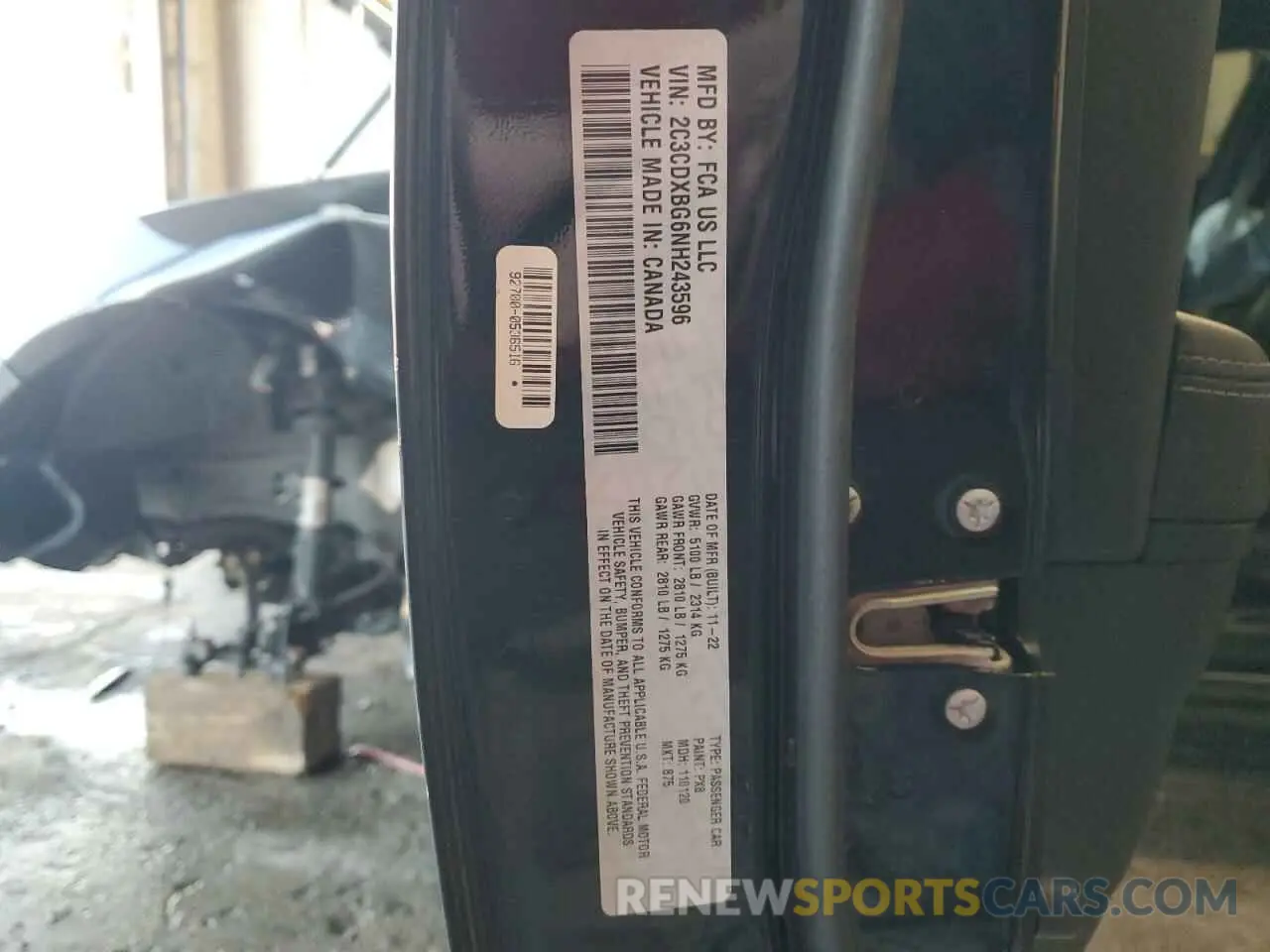 13 Photograph of a damaged car 2C3CDXBG6NH243596 DODGE CHARGER 2022