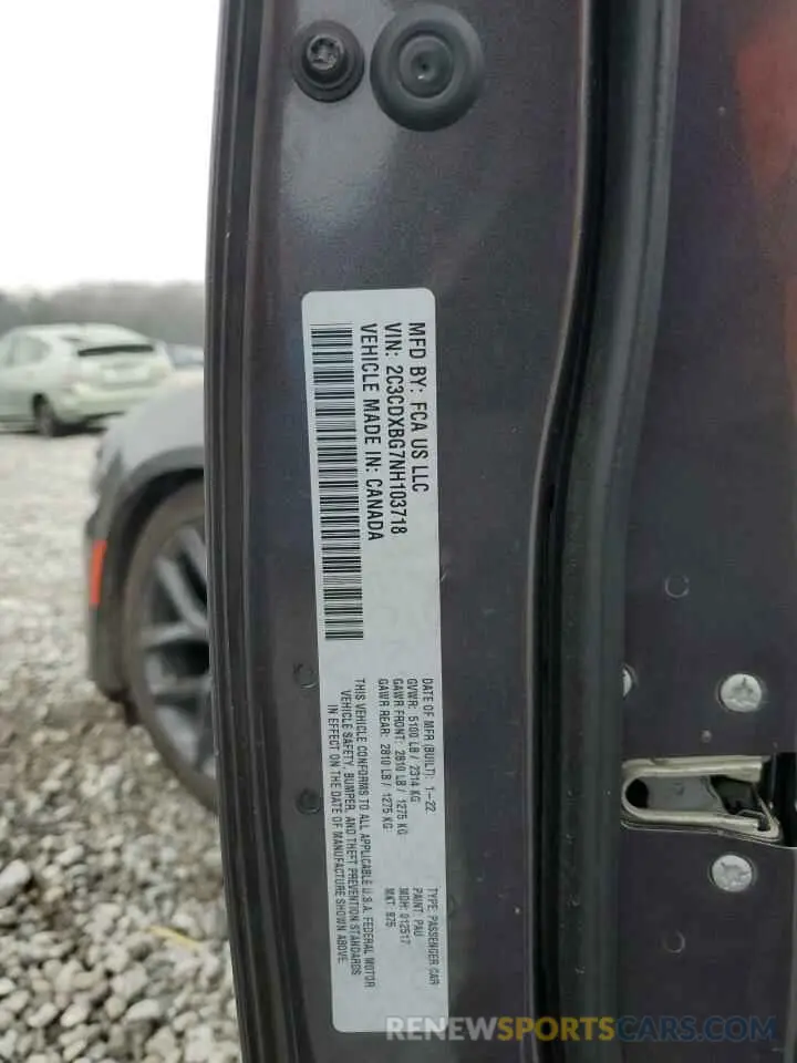 12 Photograph of a damaged car 2C3CDXBG7NH103718 DODGE CHARGER 2022