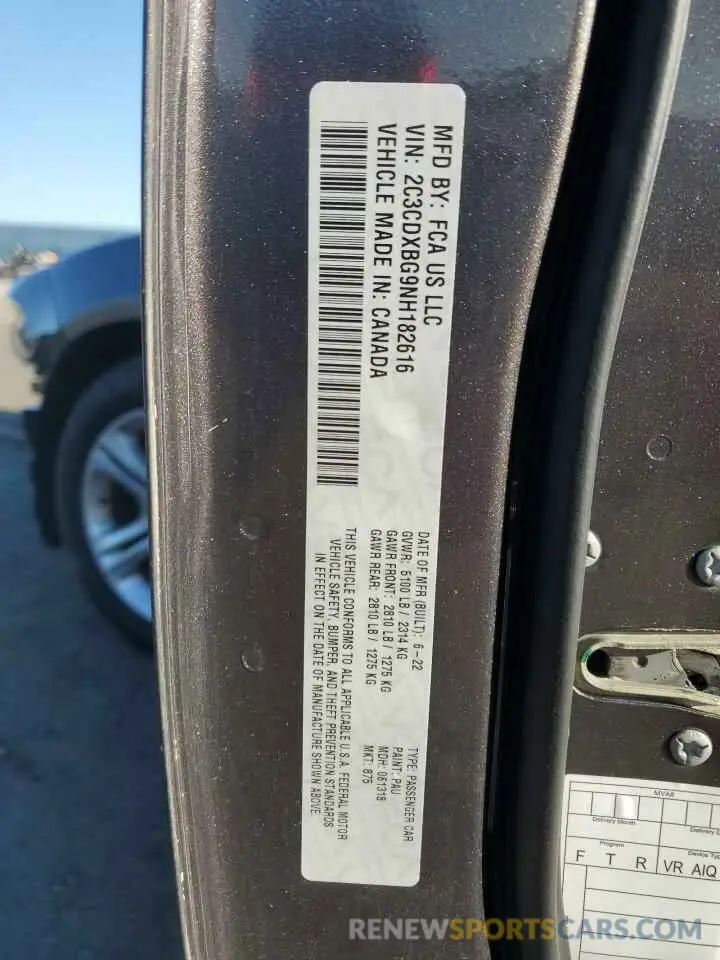 12 Photograph of a damaged car 2C3CDXBG9NH182616 DODGE CHARGER 2022