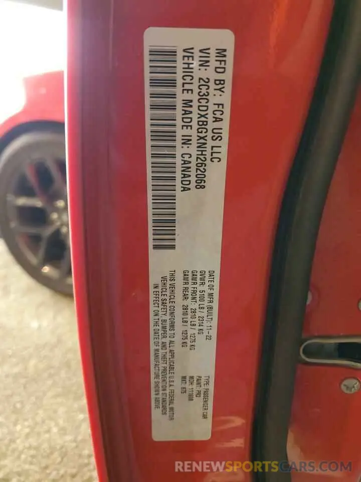 15 Photograph of a damaged car 2C3CDXBGXNH262068 DODGE CHARGER 2022