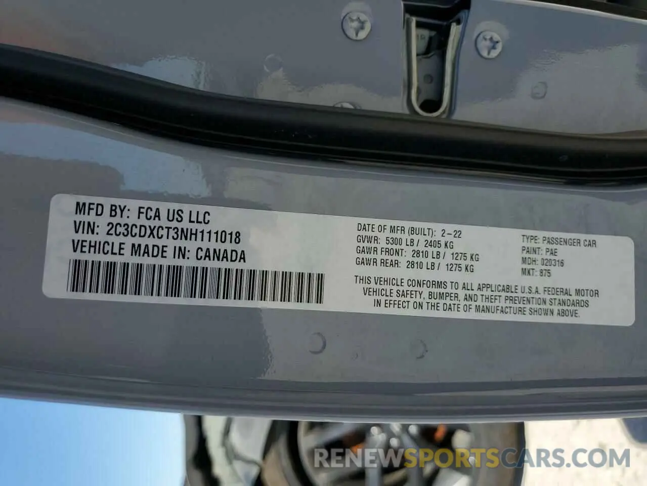 12 Photograph of a damaged car 2C3CDXCT3NH111018 DODGE CHARGER 2022