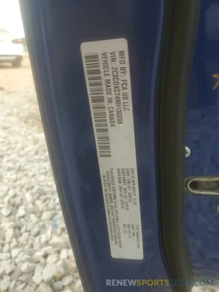 13 Photograph of a damaged car 2C3CDXCT4NH130208 DODGE CHARGER 2022