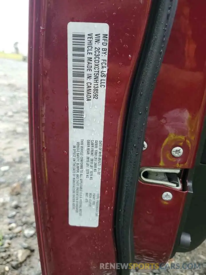 13 Photograph of a damaged car 2C3CDXCT5NH138592 DODGE CHARGER 2022