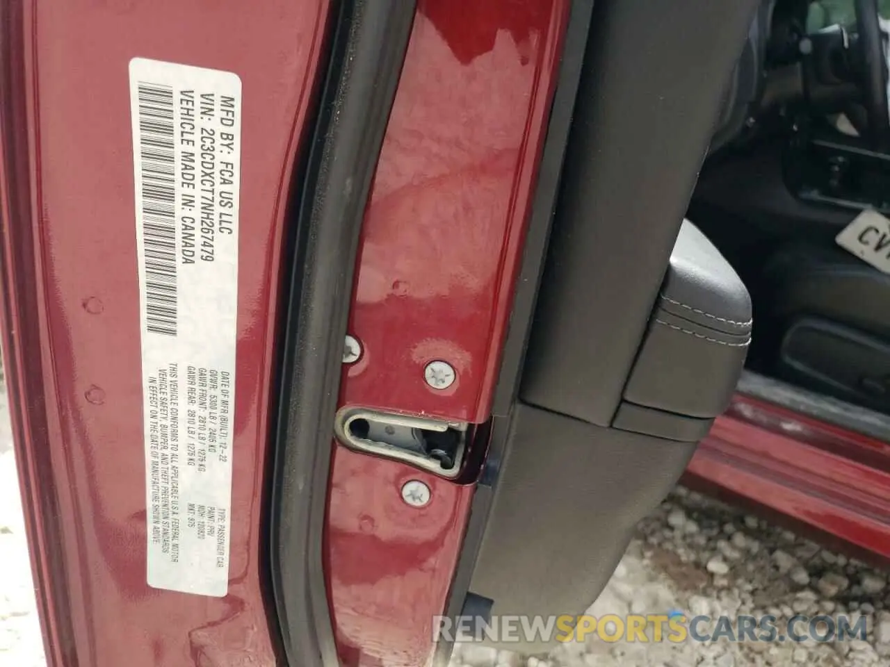 12 Photograph of a damaged car 2C3CDXCT7NH267479 DODGE CHARGER 2022