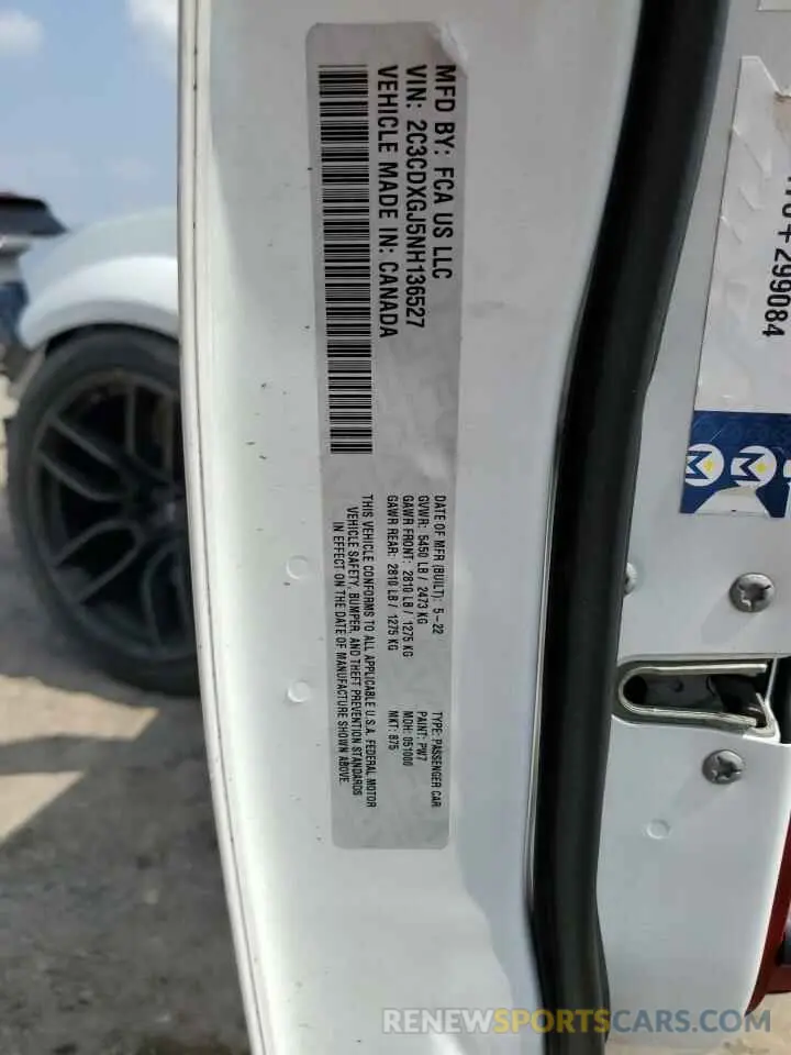 13 Photograph of a damaged car 2C3CDXGJ5NH136527 DODGE CHARGER 2022